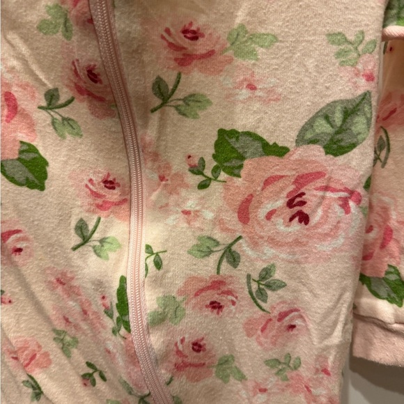 Gerber 12M Girls Pink Rose Long Sleeve Footie Pajamas - Picture 3 of 4